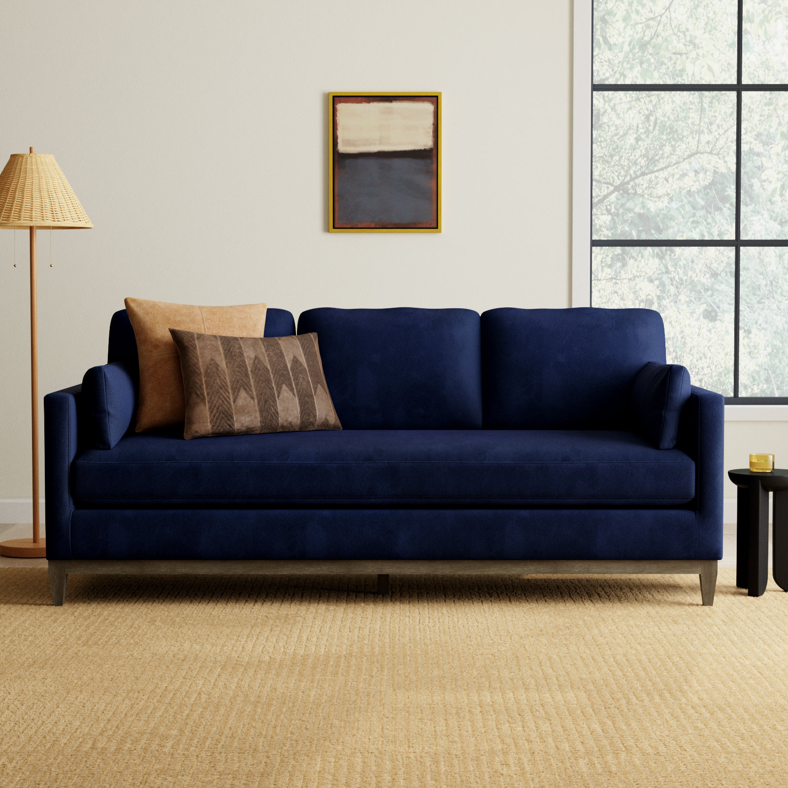 Pera 84'' Upholstered Sofa, Dark Navy Blue Velvet