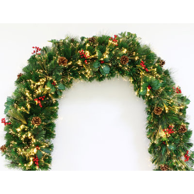 Holly Fibre Optic Christmas Garland