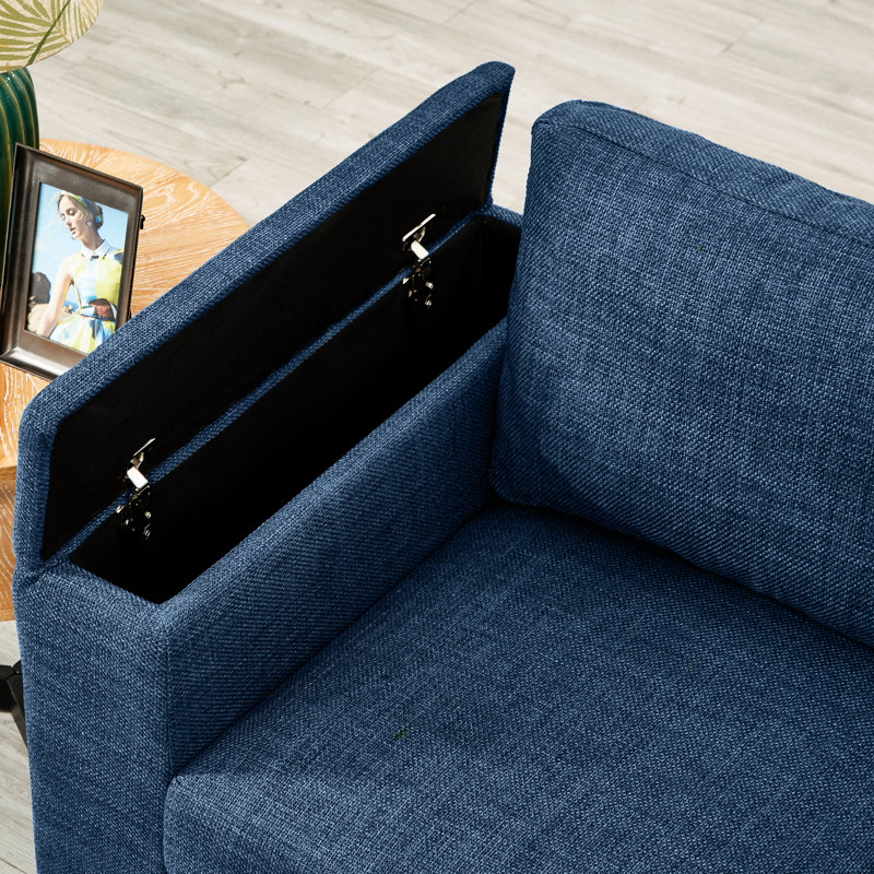 Accoudoir carré 93,7 po bleu avec porte-gobelet et rangement sous le siège pour une assise confortable et respirante, Bleu