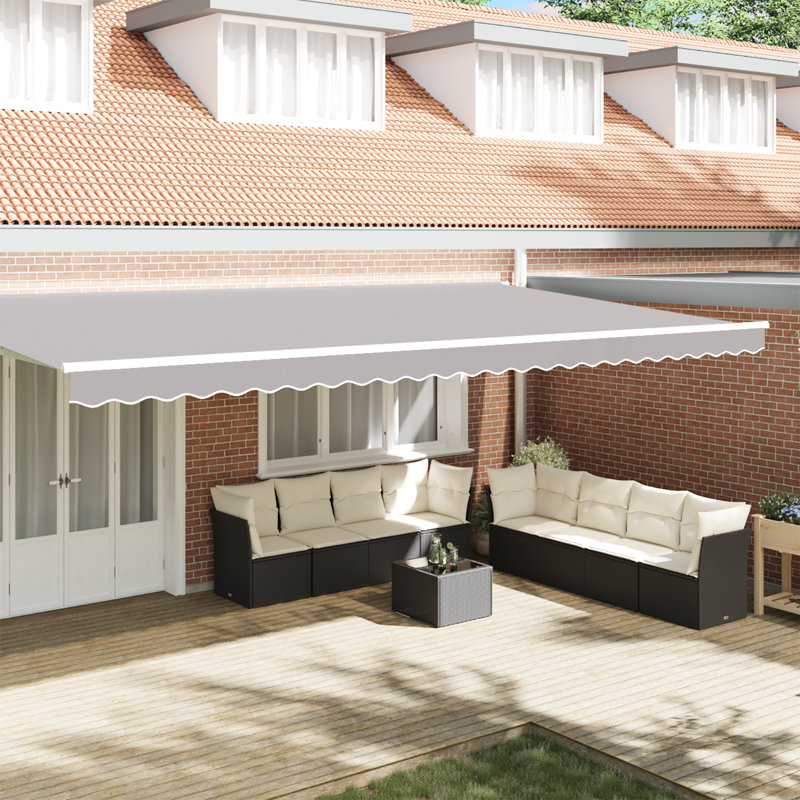 Breakwater Bay 20cm D Retractable Patio Awning, 580 cm W x 20 cm D, Light Grey