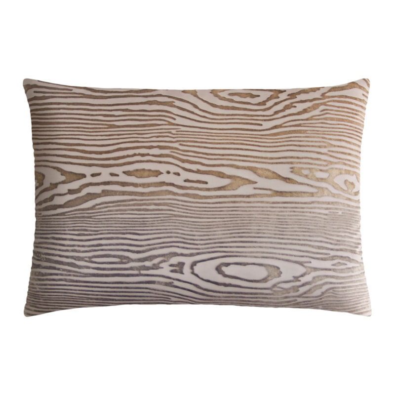 Woodgrain Velvet Pillow Cover & Insert, Coyote, Rectangle 14"H x 20"W