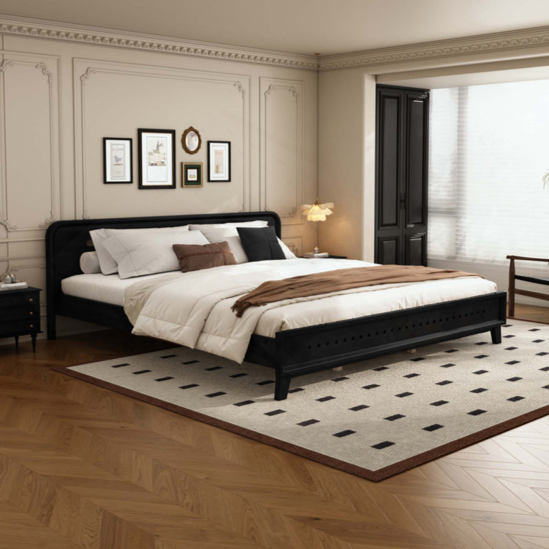 Pine Solid Wood Bed, Stable And Durable, No Box Spring Required
