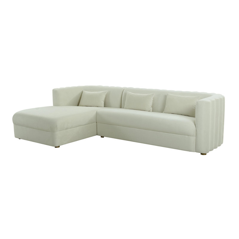 Tov Furniture Callie Cream Velvet Sectional - LAF, White Velvet, Left Hand Facing