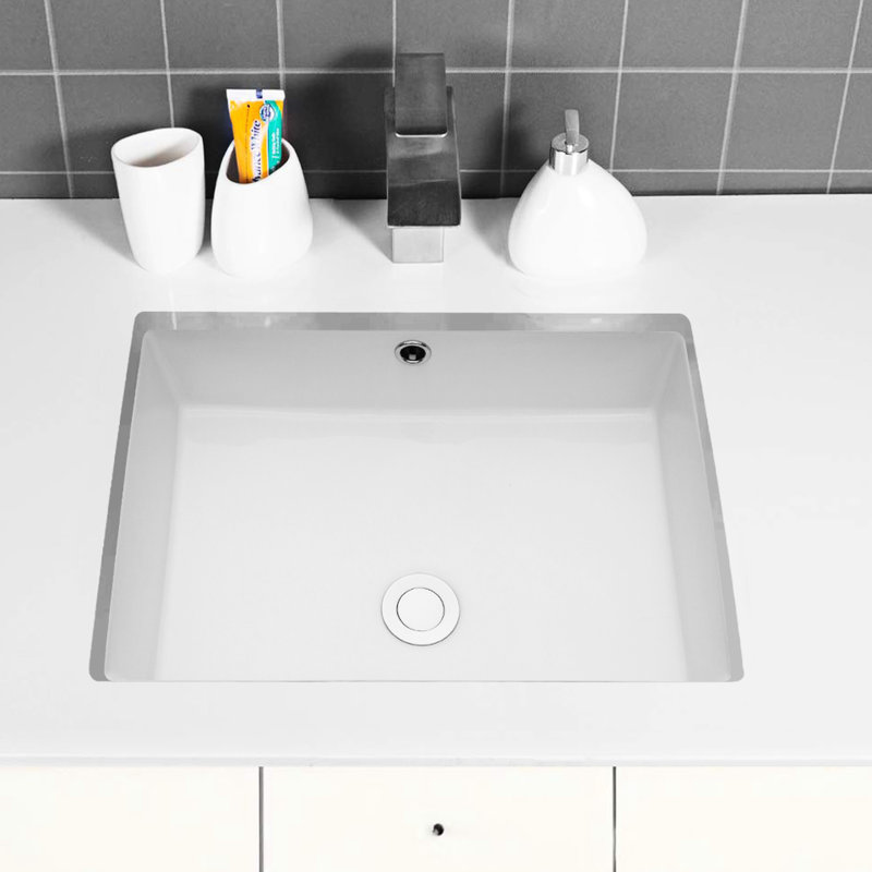 Lavabo de salle de bain rectangulaire moderne en céramique blanc avec trop-plein - 22,24 po x 15,16 po, teinté, encombrant 22 po x 15,5 po, blanc, élégant et pratique, pour la décoration