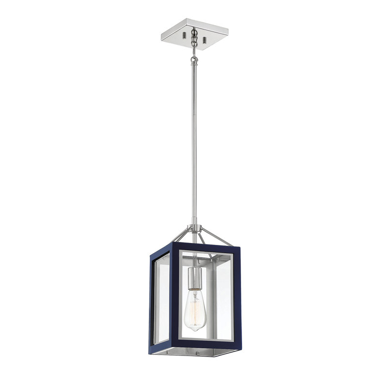 Luminaire suspendu rectangulaire 1 lumière Kentin, Bleu marine