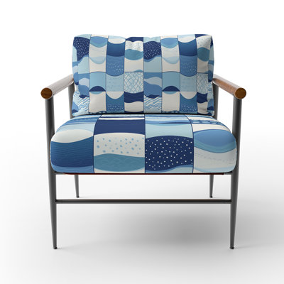 Patchwork Upholstered Chair - Ocean Quilt Blue Arm Chair