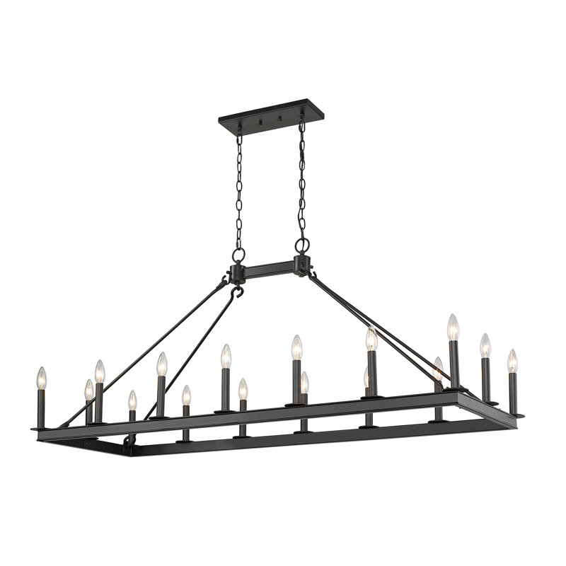 Luminaire suspendu rectangulaire à 16 lumières Engle, Noir mat