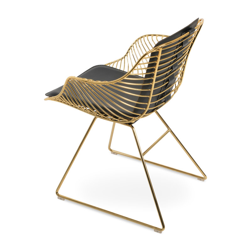 Fauteuil Zebra en or, Similicuir noir