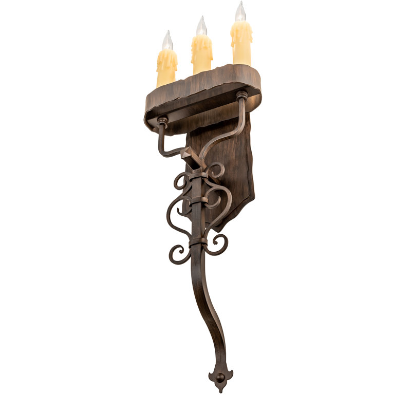 Rustic Lodge Candle Wall Light