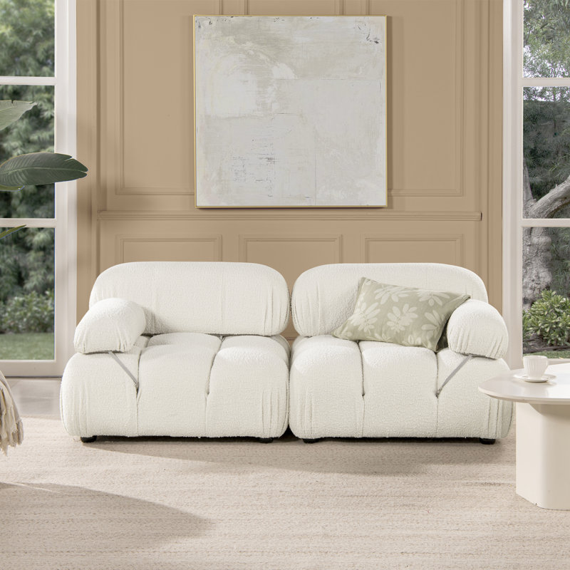 Sigma 73" Upholstered Loveseat, Ivory Boucle