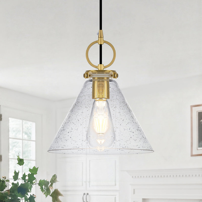 Luminaire suspendu en verre à bulles 9,05 po pour îlot de cuisine, Brass