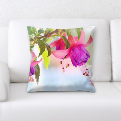 Fuchsia Wind Chime Flowers Throw Pillow