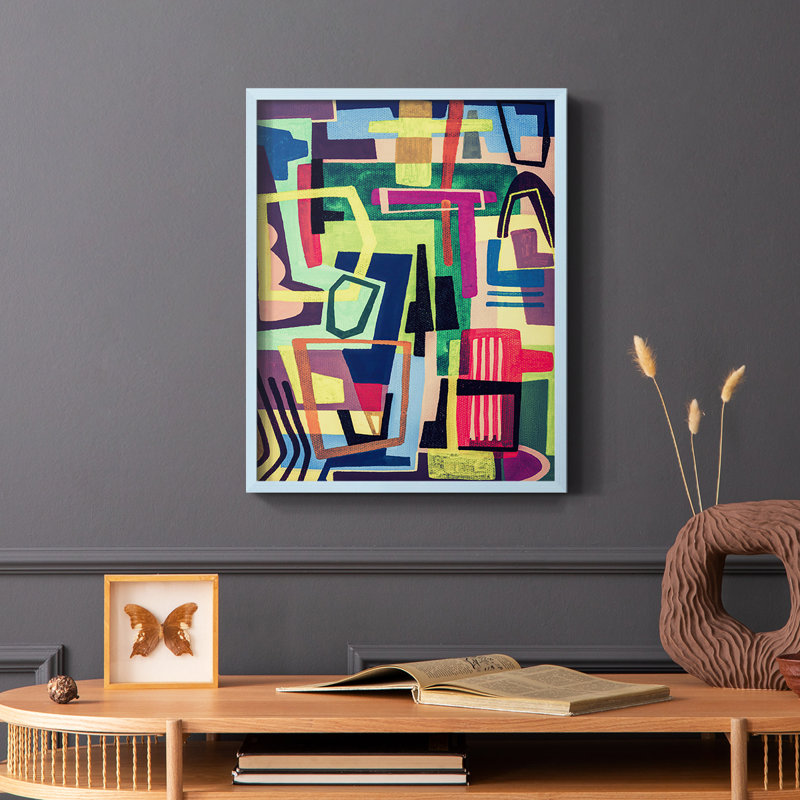 Connected Colours I Framed Print - Solid Wood, 10" H x 8" W, Blue