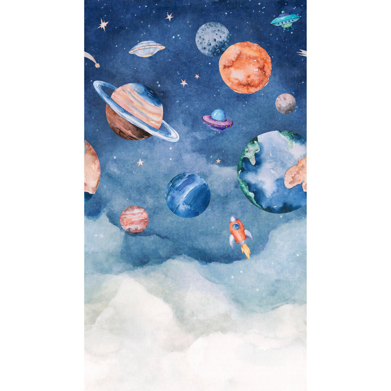 Orom II Collection Journey to Space 62.5-inches wide x 9.18-feet high 3-panel Wall Mural