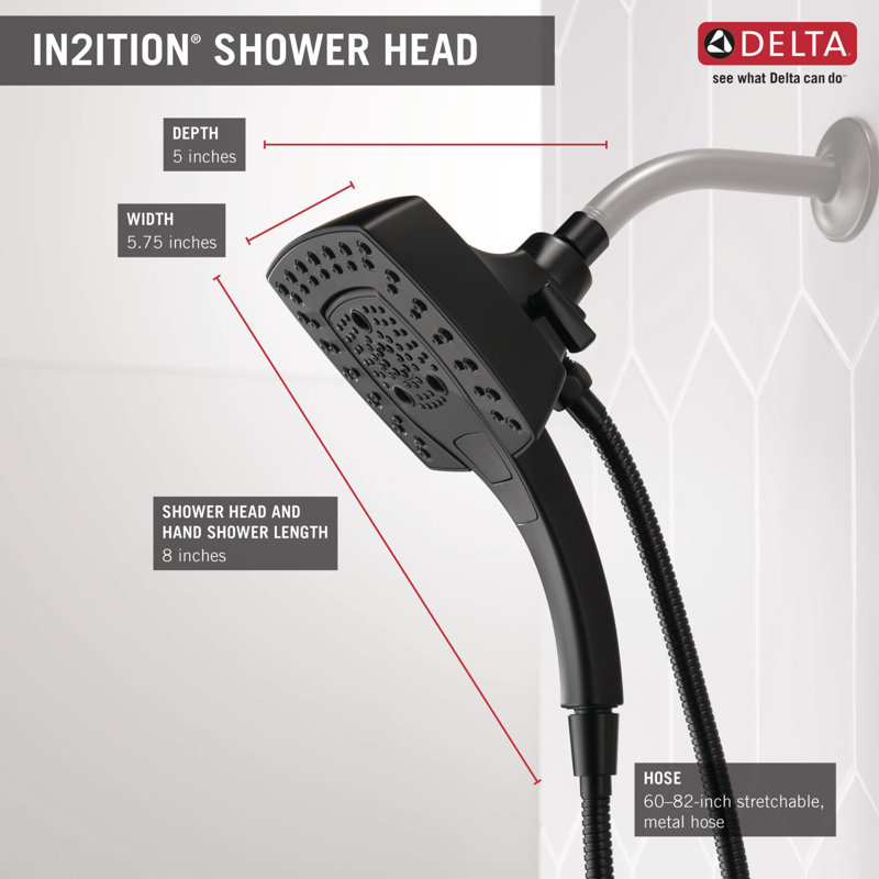 Multi Function 1.75 GPM Dual Shower Head with H2Okinetic Technology, Lumicoat Matte Black