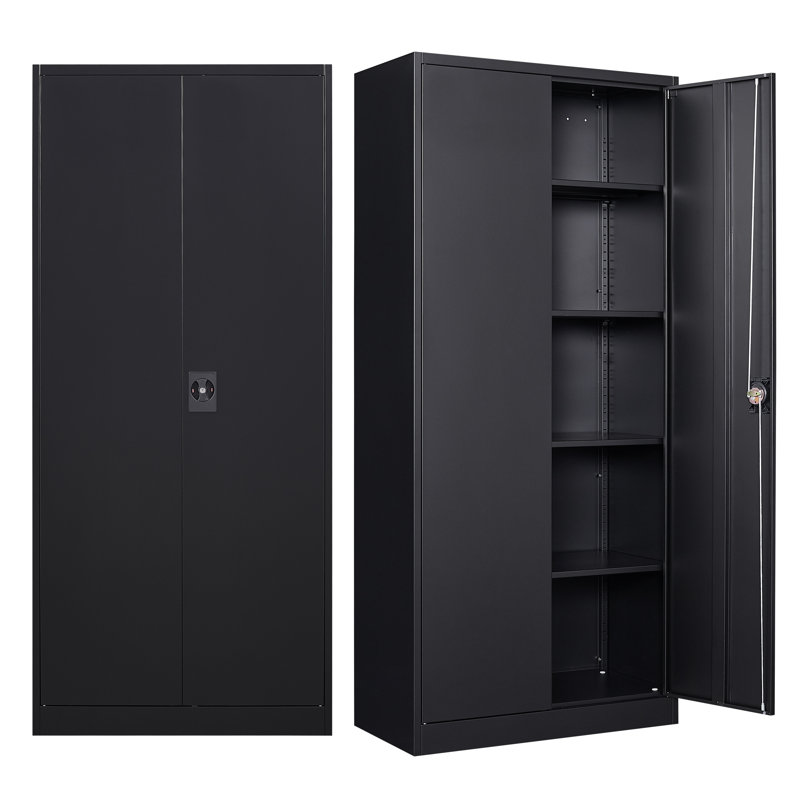 Steel Single Storage Cabinet ( 70.87 " H x 31.5 " W x 15.7 " D), Black