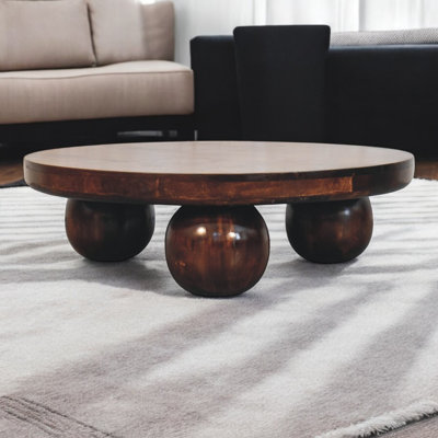 California Walnut Central Table With Ball Feet