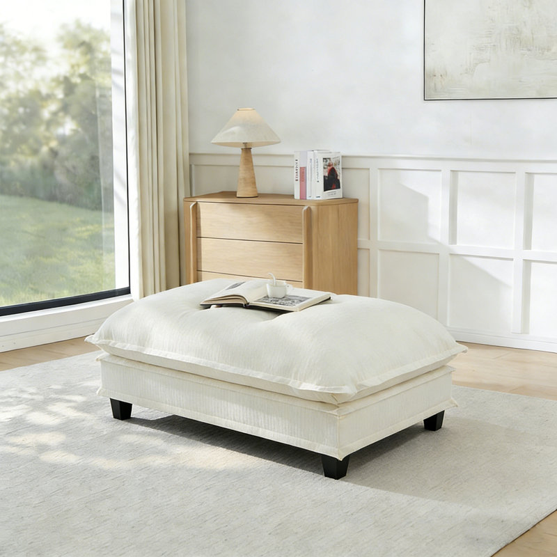 Repose-pieds, repose-pieds et décoration en chenille pour repose-pieds en tissu, Beige