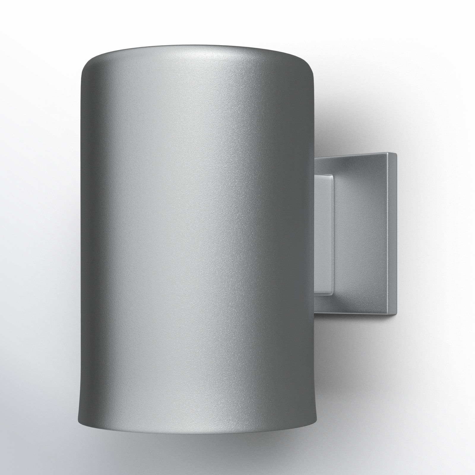 Single Light Cylinder Outdoor Aluminum LED Wall Light, 9" H x 6" W x 6" D, Painted Brushed Nickel