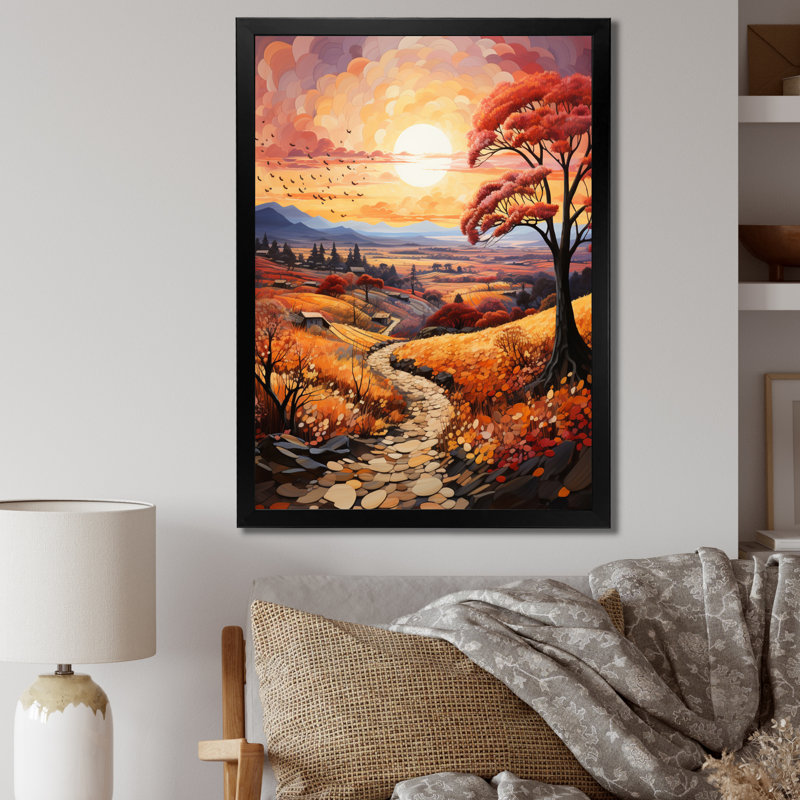 «Charnock Countryside Autumnal Orchard Patchwork I», reproduction sur toile, H 32 po x l 16 po x P 1 po, Cadre photo noir