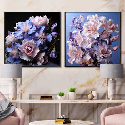 Detailed Deep Purple Irises Flowering - Irises Square Collage Set Of 2