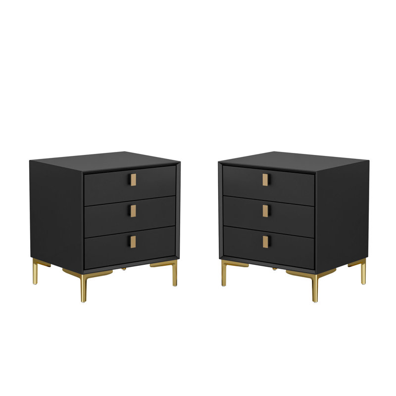 Bachelor-chest 3 tiroirs Verdiana, Noir