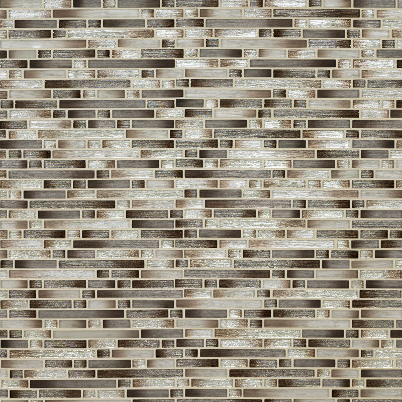 Kinzari Interlocking 12 in. x 12 in. Glossy Glass Mosaic Wall Tile, Auric