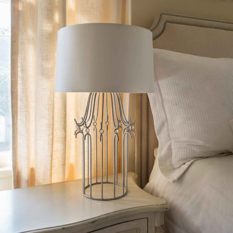 Nixon Metal Table Lamp, Distressed Silver