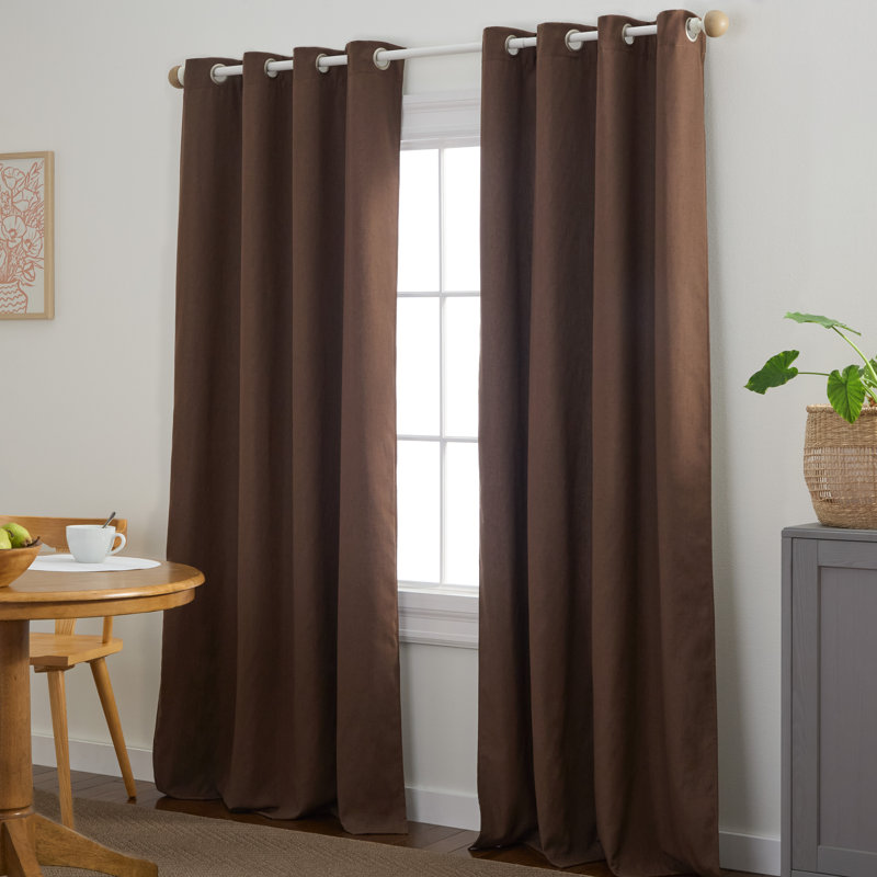 TOWN & COUNTRY BASICS SELENA Solid Linen Texture Indoor Curtains 2-Pack , Coffee Brown, 50" W x 84" L
