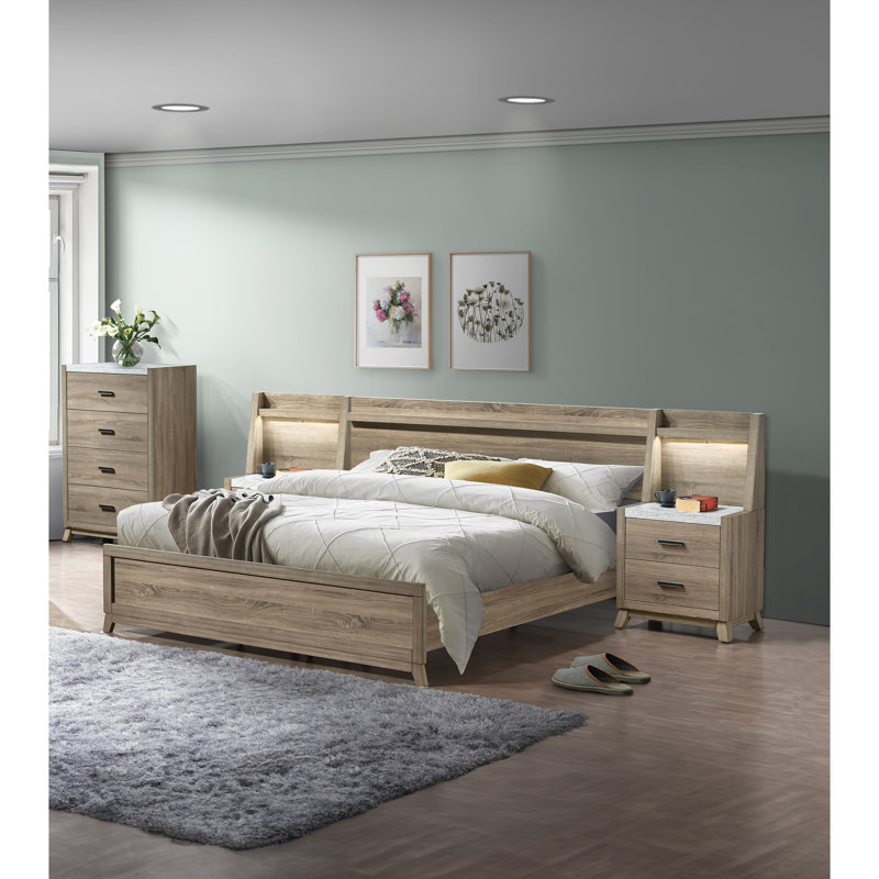 Mobilier de chambre à coucher rustique moderne en bois naturel 1pc