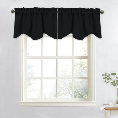 Thermal Room Darkening Valance - Short Curtain 52 Inches By 18 Inches Scalloped Valance For Living Room, Kids Room, Dorm, Nursery, Kitchen, Bow Window (Single Panel)