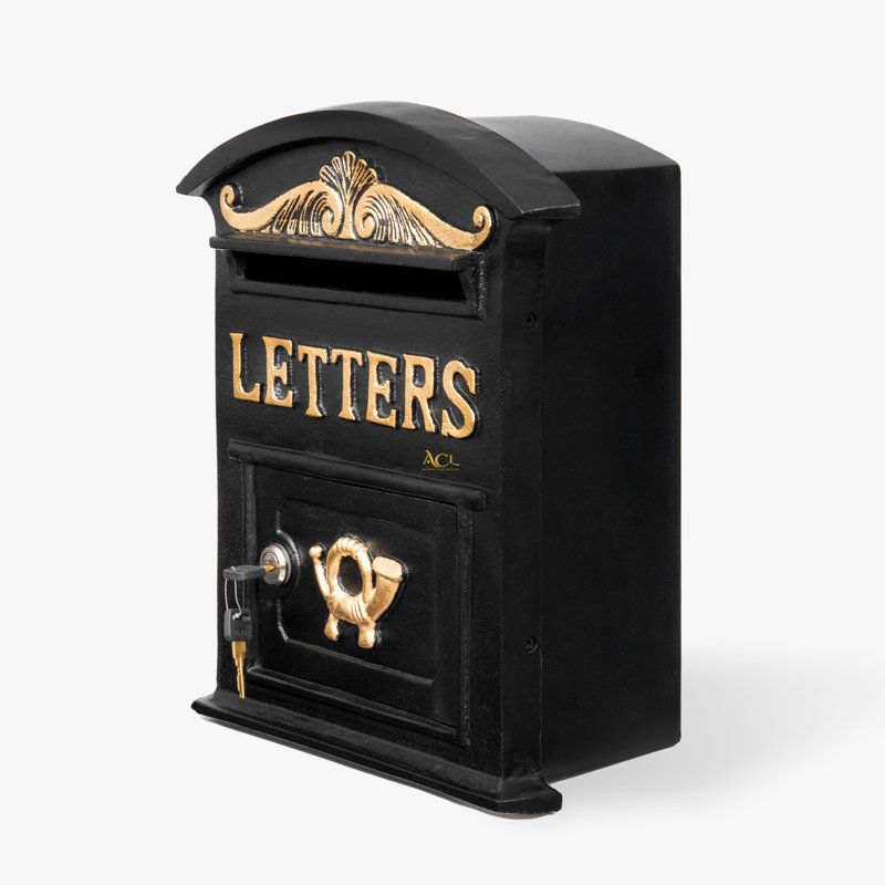 Berkay Metal Wall Mounted Post Box, Black
