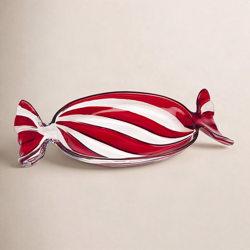 Godinger Christmas Peppermint Candy Tray, 14.17" H x 5.91" W x 1.77" D