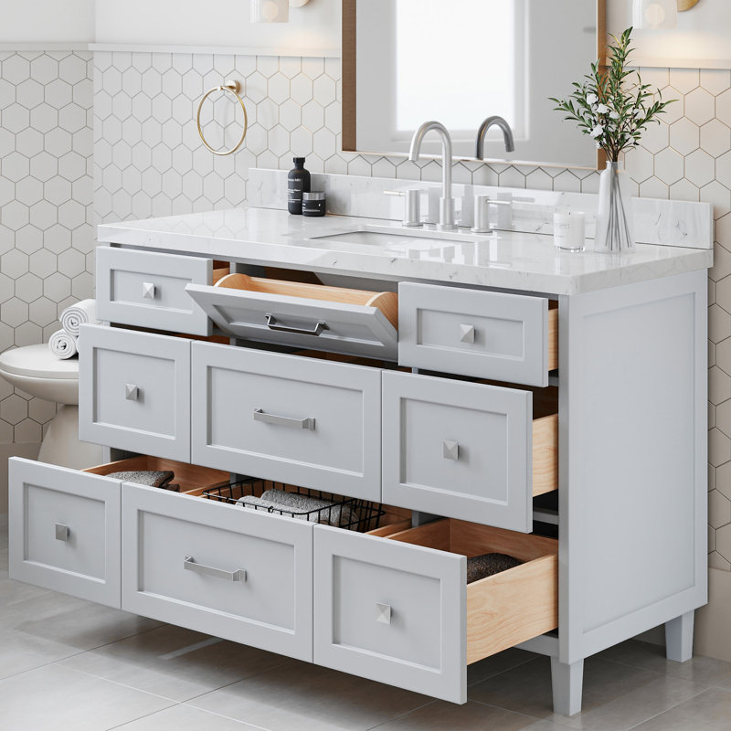 ARIEL Monroe 54 Single Bathroom Vanity Base Only, Oak