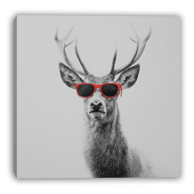Stylish Deer Illustration Wrapped Canvas Wall Art