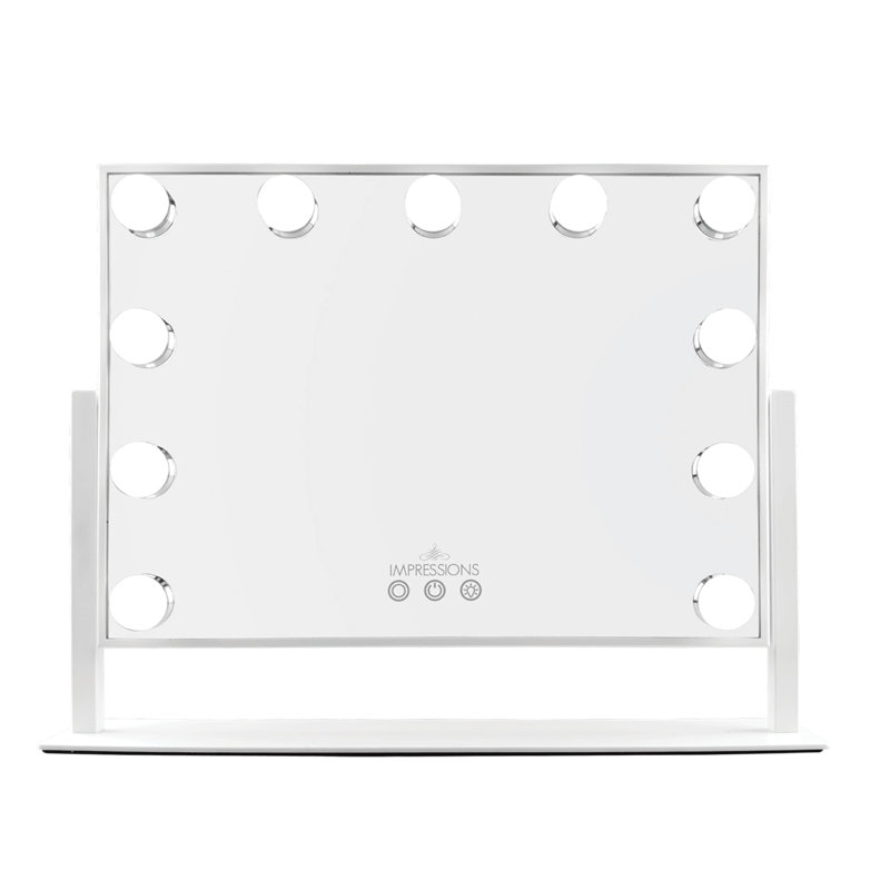 Miroir de maquillage Hollywood avec tricolore avec 11 lumières DEL, Blanc