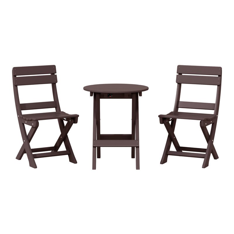 3-Piece Folding Dining Set, Dark Brown