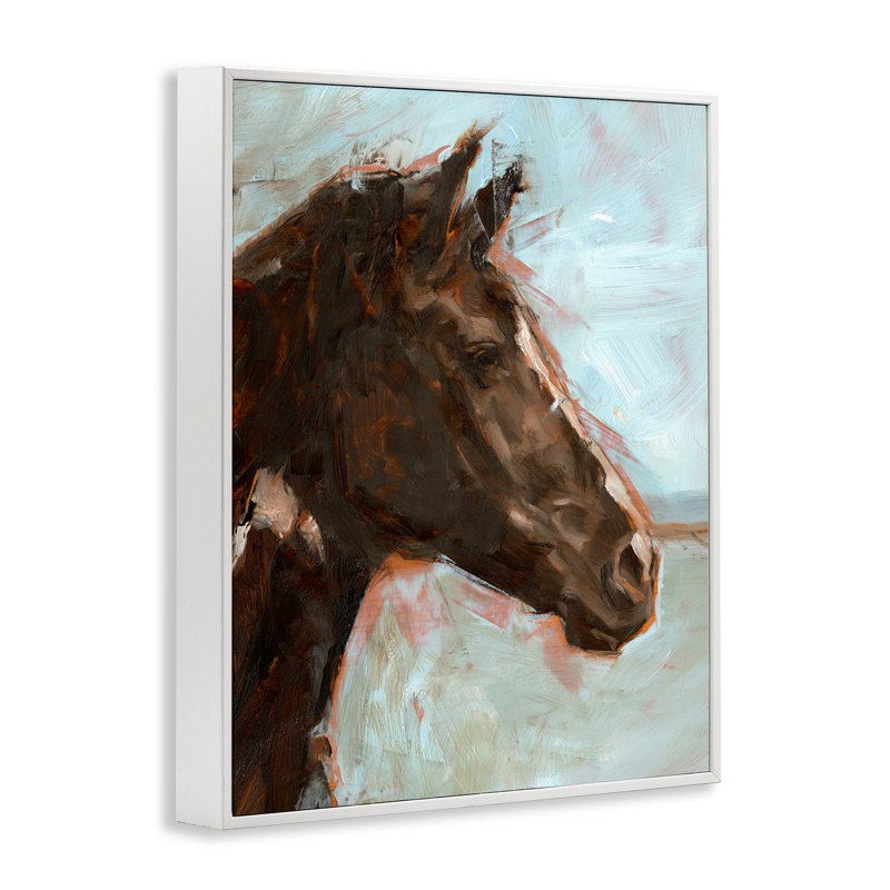  Cheval brun sur estampe numérique par Ethan Harper, H 14 po x l 11 po, Blanc