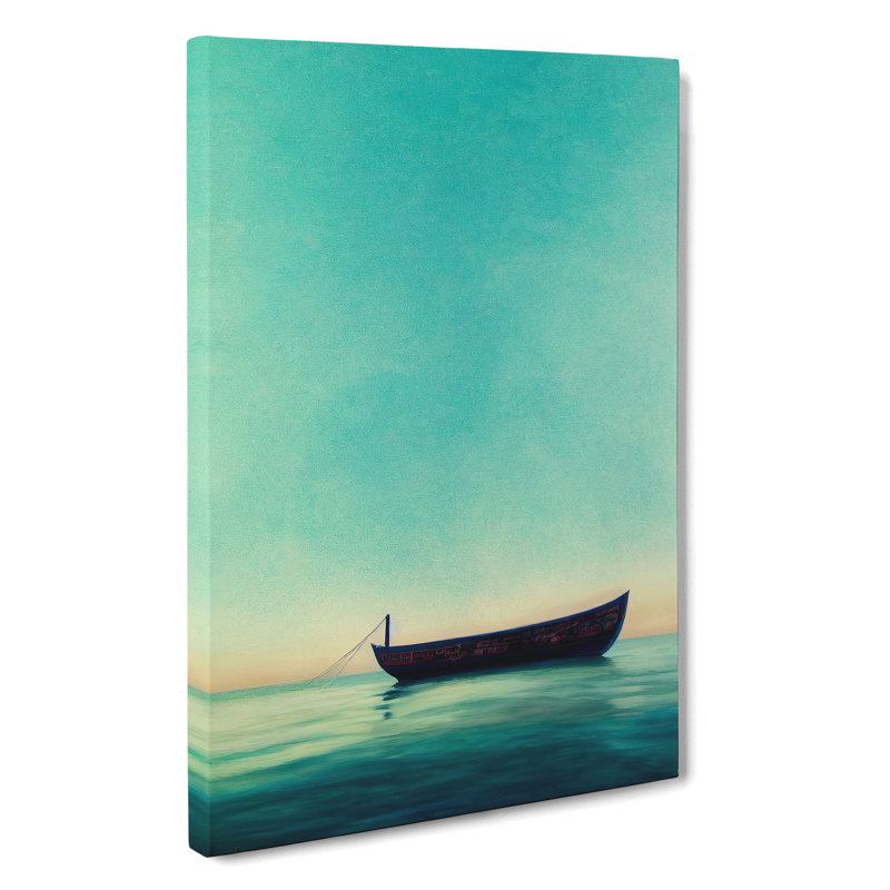 Boat on the Ocean Watercolour No.4 - Wall Art, Wrapped Canvas, 50cm H x 35cm W x 3cm D, No Matte