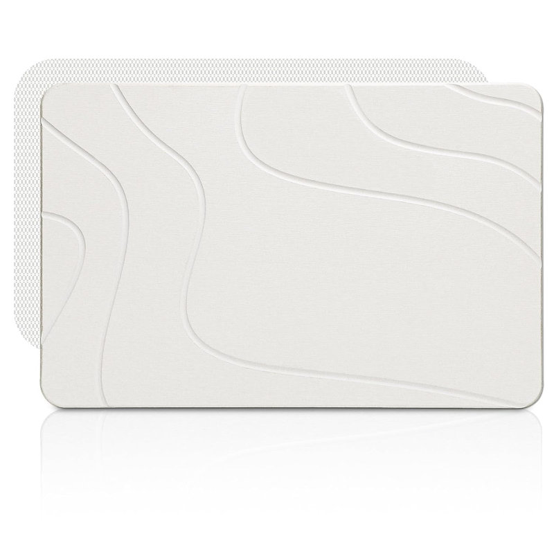 Petit tapis de bain en diatomite à rayures horizontales gris foncé, tapis de bain en pierre à séchage rapide et résistant à la moisissure