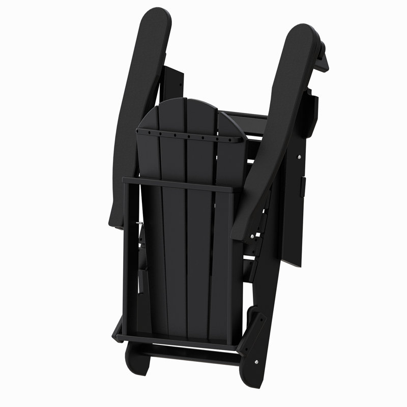 Chaise Adirondack pliante Hdpe pour l'extérieur avec porte-gobelet (ensemble de 6), Noir