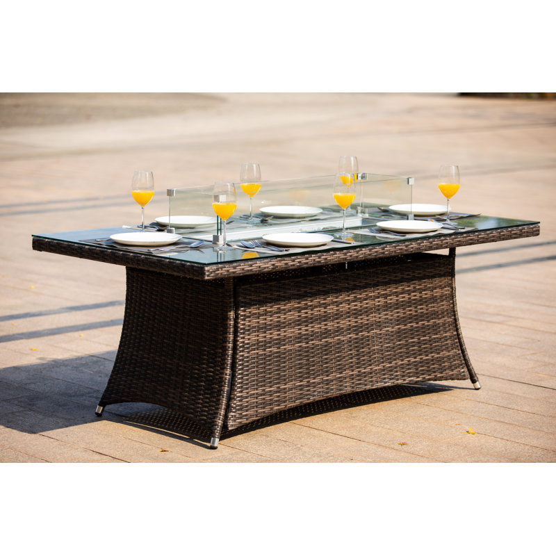 Colville Rectangle Aluminum Propane Smokeless Fire Pit Table with Hidden Fuel Tank, Mixed Brown
