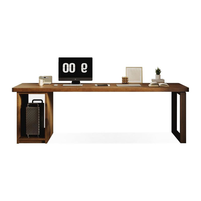Bureau d'écriture rectangulaire en bois massif foncé noyer foncé, H 29,53 po x l 94,49 po x l 27,56 po