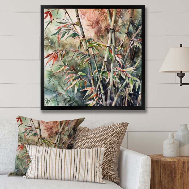 Impression sur toile Fairmont Green Floral Bamboo Bliss VI, H 30 po x l 30 po x P 1 po, Cadre photo noir