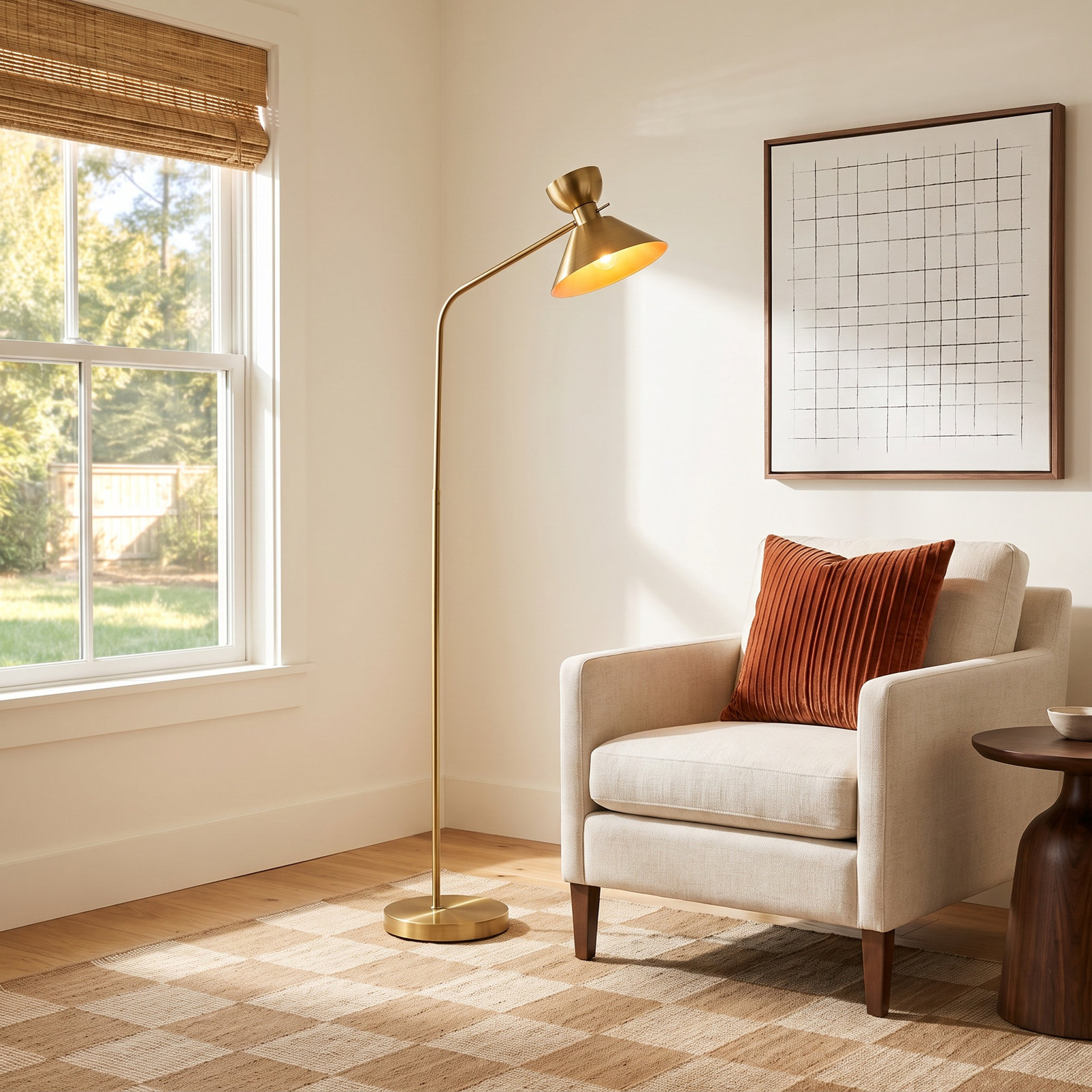 Karie 67.5'' Steel Floor Lamp, Antique Brass