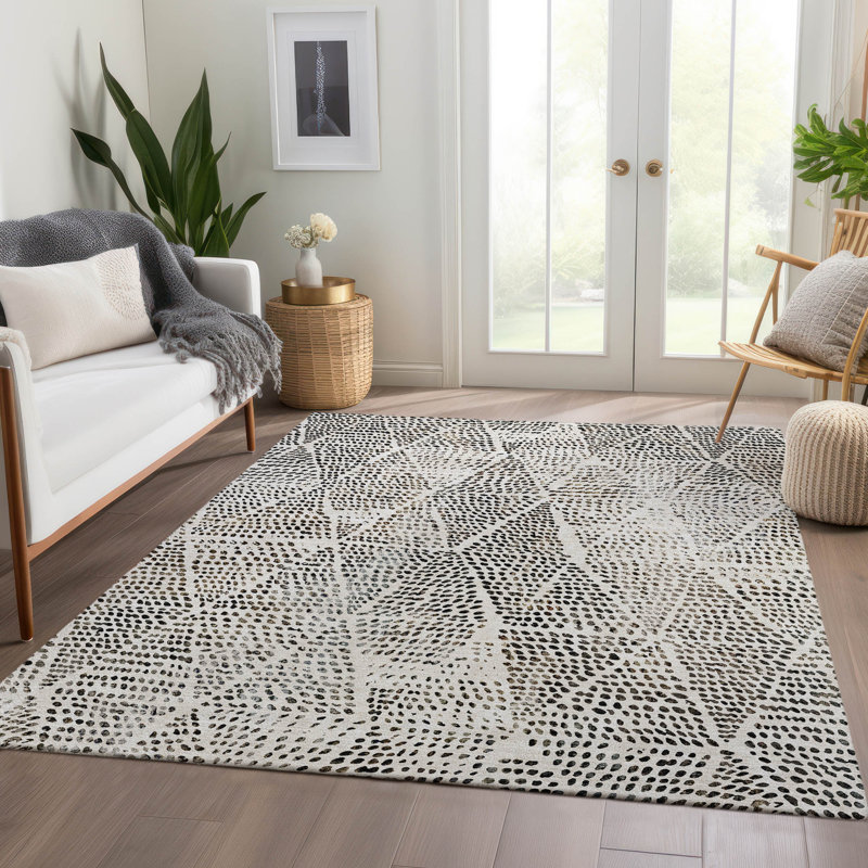 Jurnee Washable Geometric Indoor / Outdoor Rug, Rectangle 3' x 5'