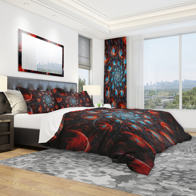 Rapid Expansion - Ensemble de housse de couette abstrait - Microfibre de polyester, Bleu