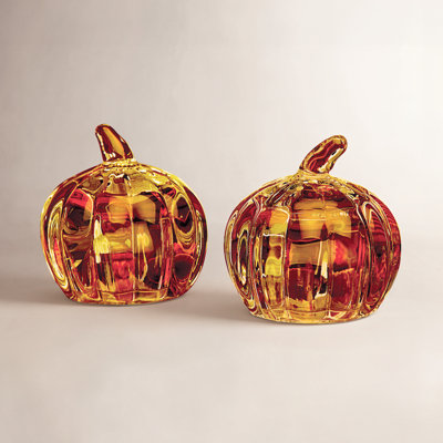 Harvest Pumpkin Amber Salt and Pepper Shaker Set