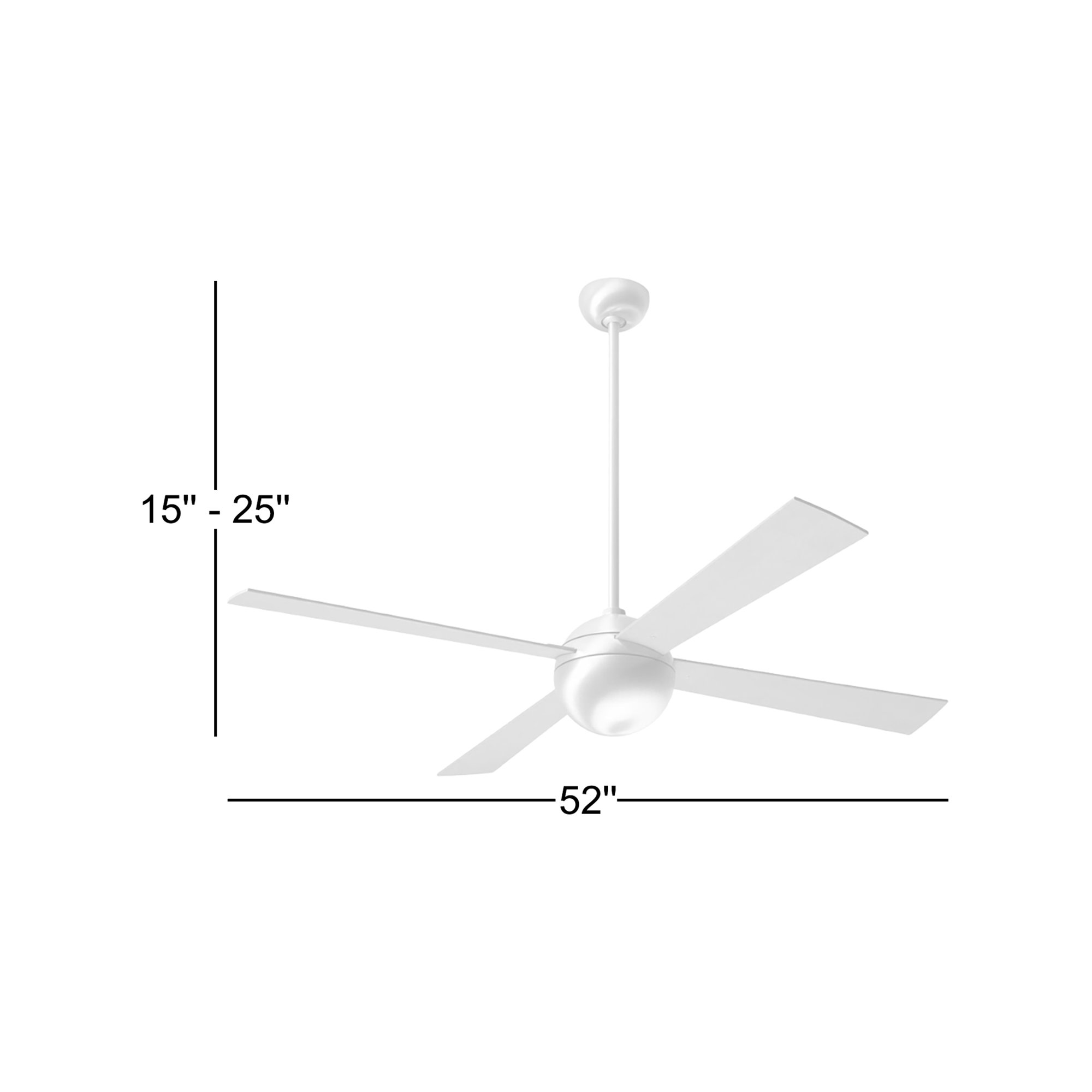 Ball 52'' 4 Blade Ceiling Fan, Maple, Wall Control with Remote Handset (2-wire), Brushed Aluminum