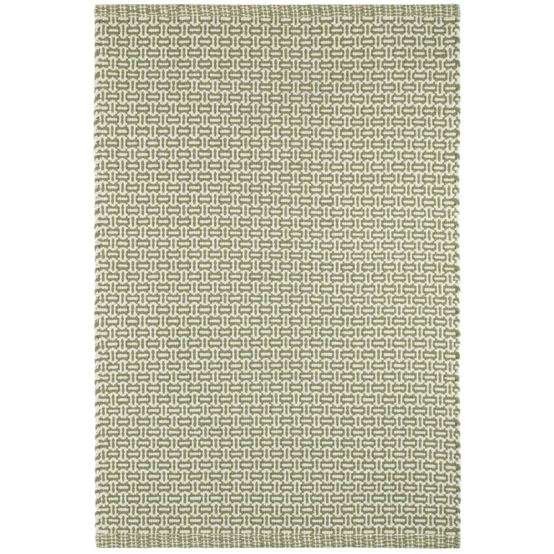 Miss Muffet Handwoven Cotton Rug, Rectangle 7'6" x 9'6", Olive/White